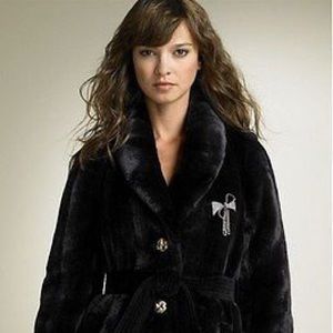 Juicy Couture Faux Mink Belted Mink Fox Coat NWT